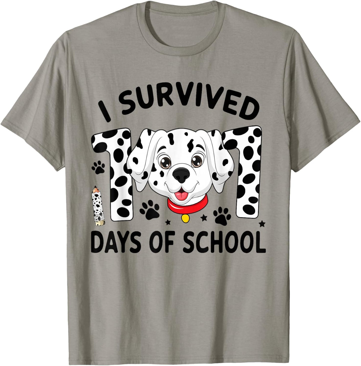 I Survived 100 Days Of School Dalmatian Dog Teacher Kids T-Shirt - T-Shirt | Sand