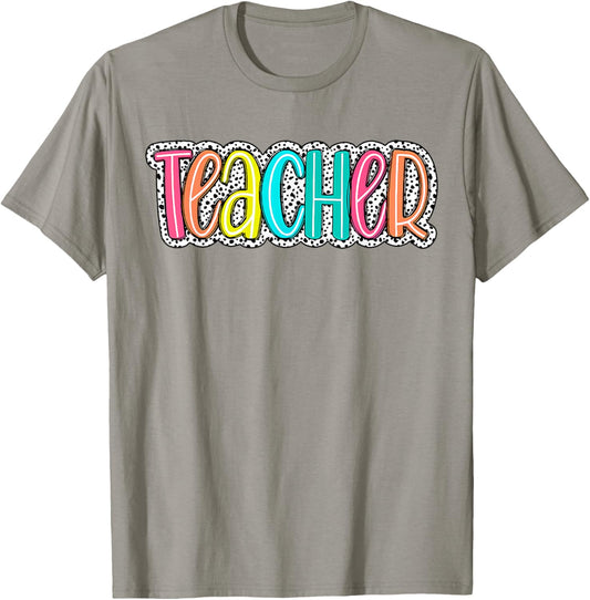 Teacher Dalmatian Dots Back To school Teacher Appreciation Men Women Girls Kids T-Shirt - T-Shirt | Sand