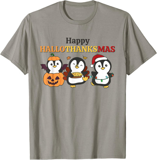 Penguin Christmas Halloween Costume Happy Hallothanksmas T-Shirt - T-Shirt | Sand