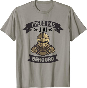 J'Peux Pas J'ai Béhourd Funny Sport Combat Knight Humour , white, S T-Shirt - T-Shirt | Sand