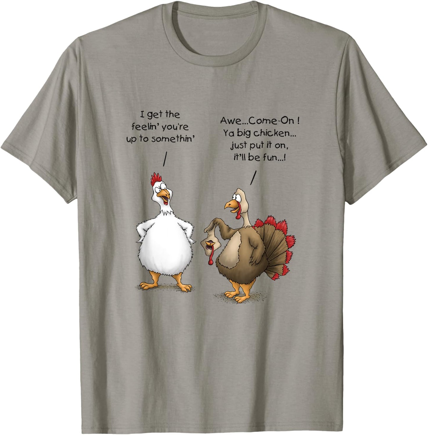 Funny Thanksgiving Big Chicken It’ll Be Fun Turkey Cartoon T-Shirt - T-Shirt | Sand
