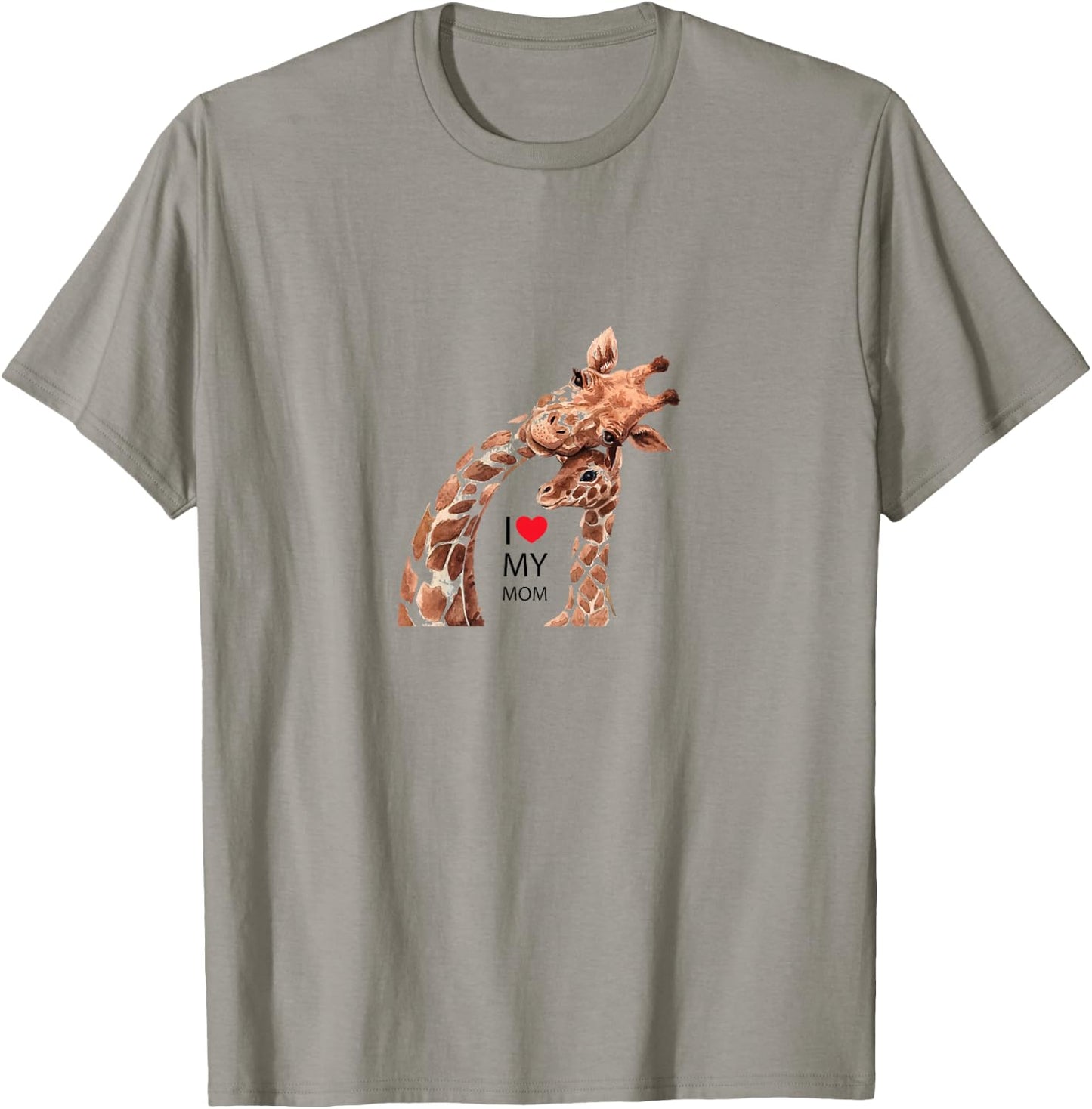 I love Mom, Giraffe mit Kind t shirt Mutter Mama Geschenk T-Shirt - T-Shirt | Sand