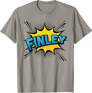 FINLEY - Boys Name Superhero Style T-Shirt - T-Shirt | Sand