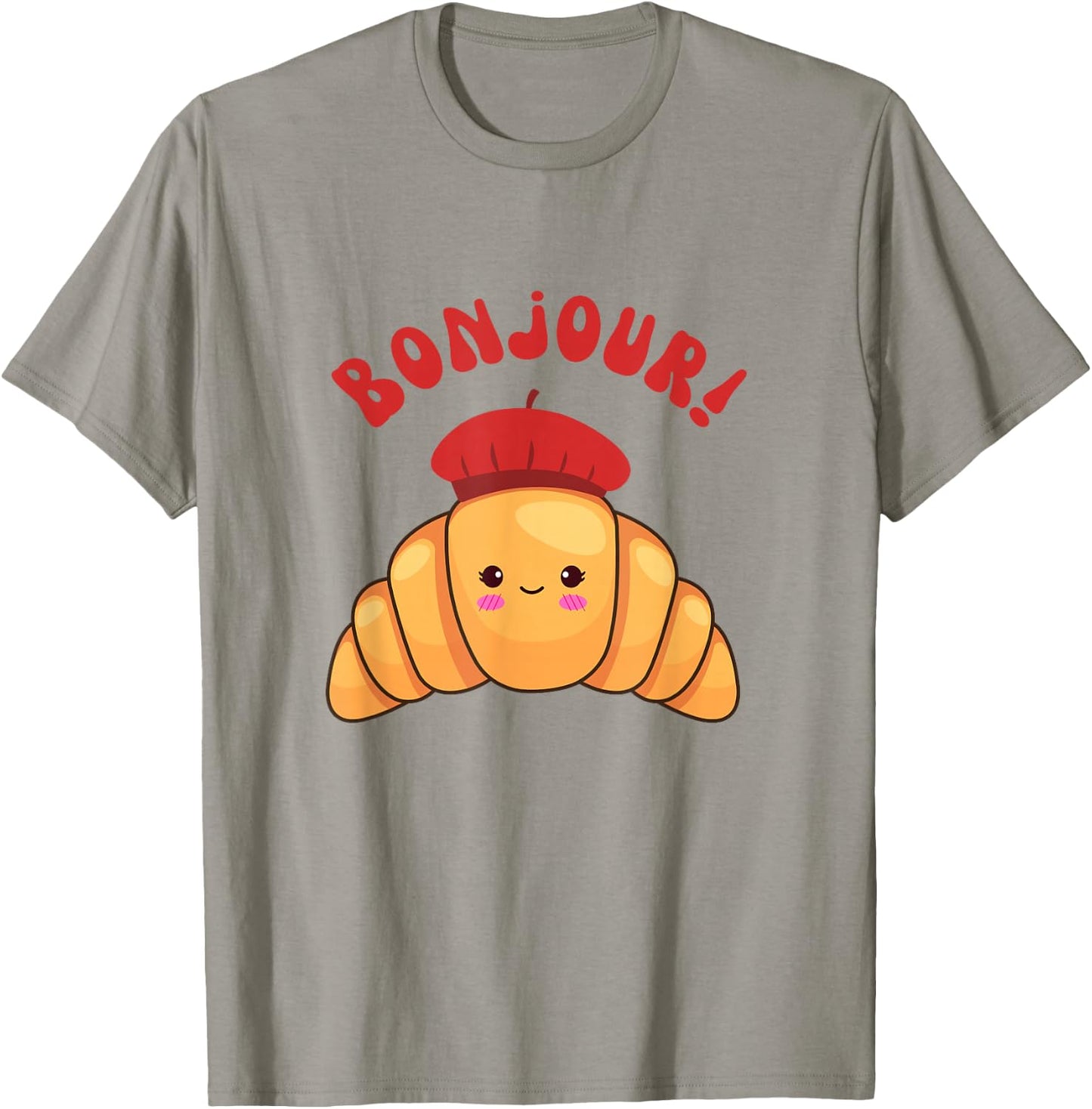 Bonjour Cute Croissant France Girls French Accents Funny T-Shirt - T-Shirt | Sand