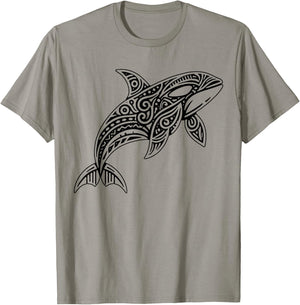 Tribal Orca Whale Hawaiian Maori Tattoo Ocean Art Design T-Shirt - T-Shirt | Sand