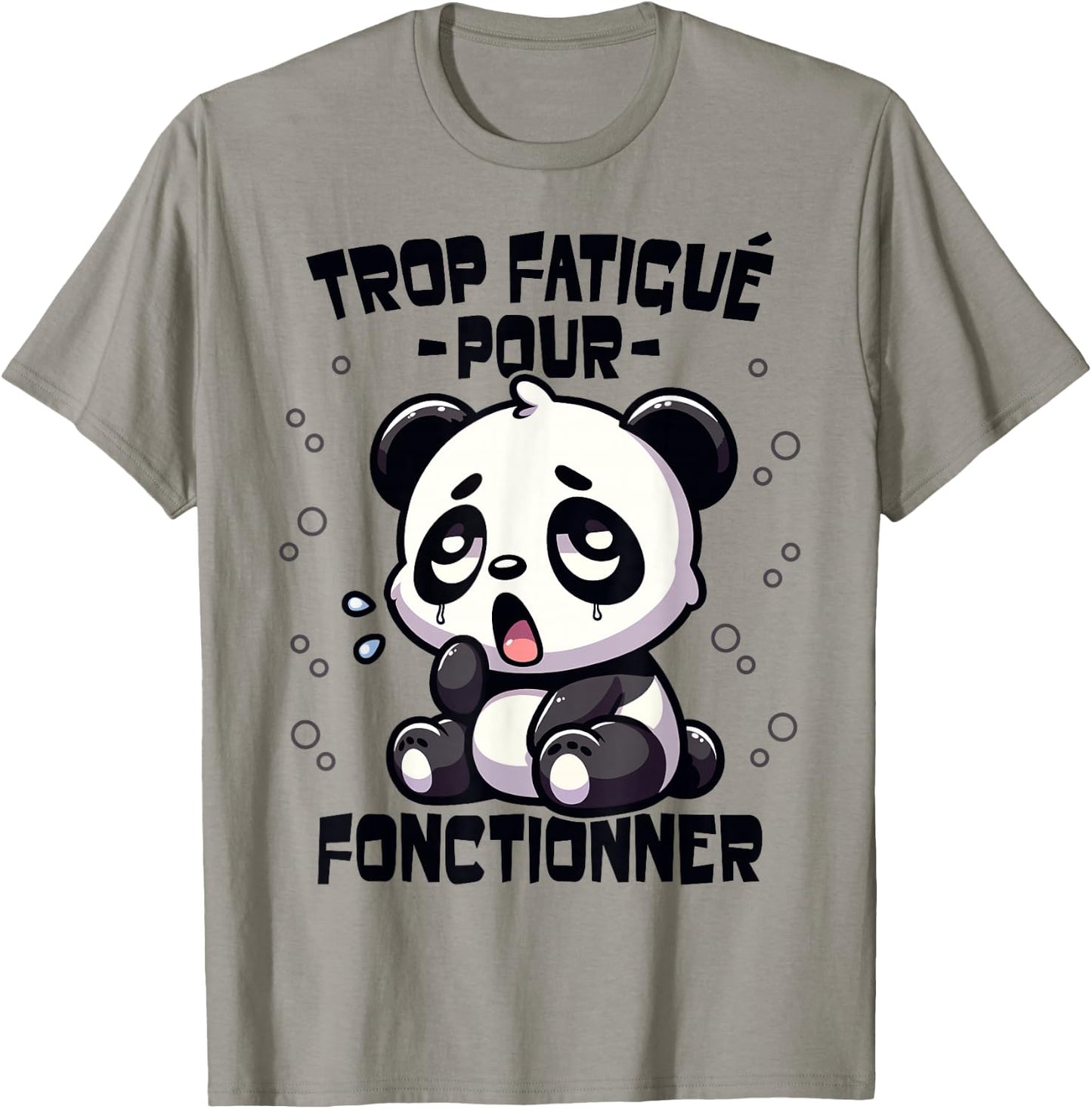 Panda Too Tired Funny Funny Flemme Panda Giant , white, S T-Shirt - T-Shirt | Sand
