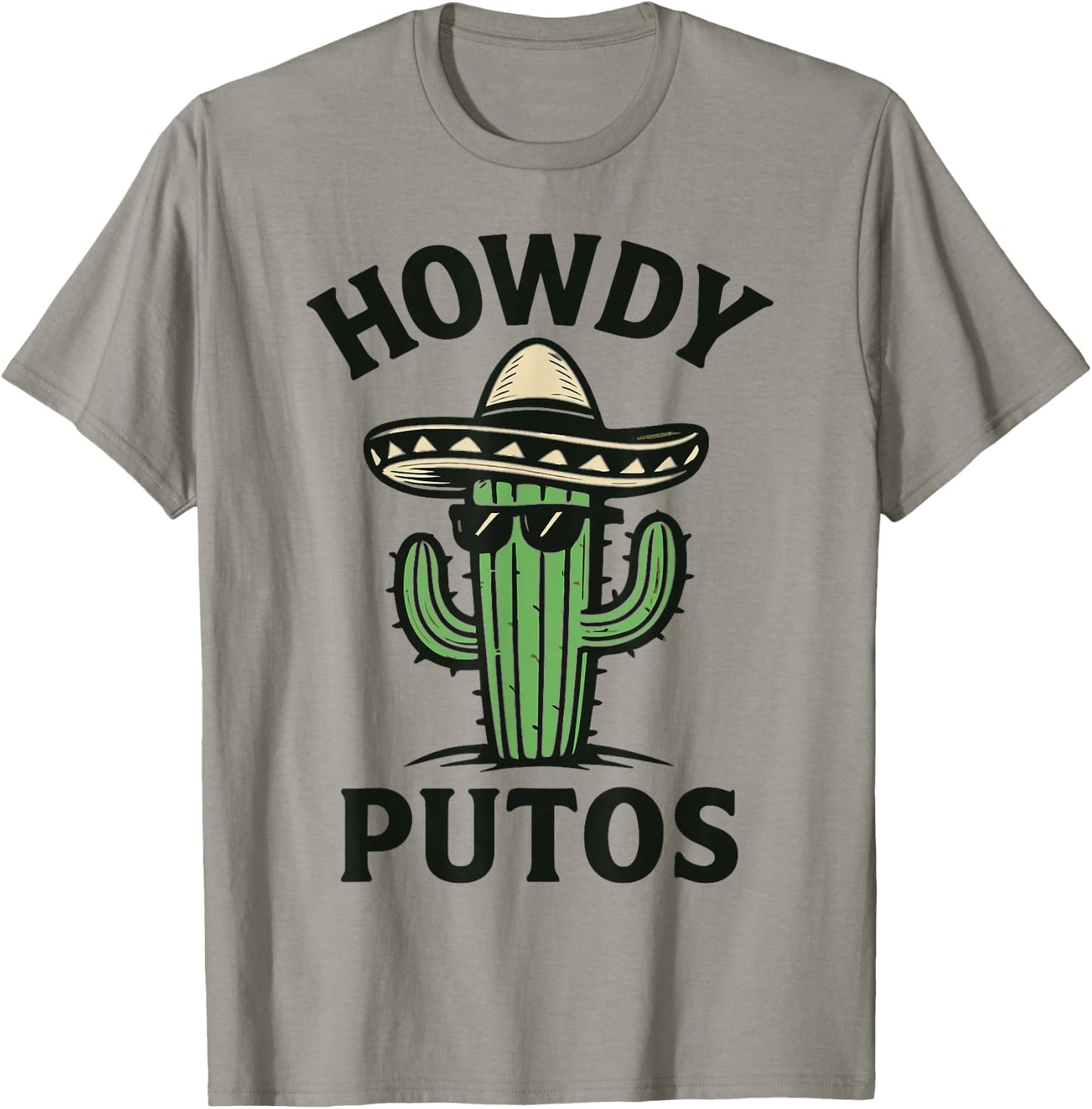 Howdy Putos Mexican Cactus Country Cowboy Western T-Shirt - T-Shirt | Sand
