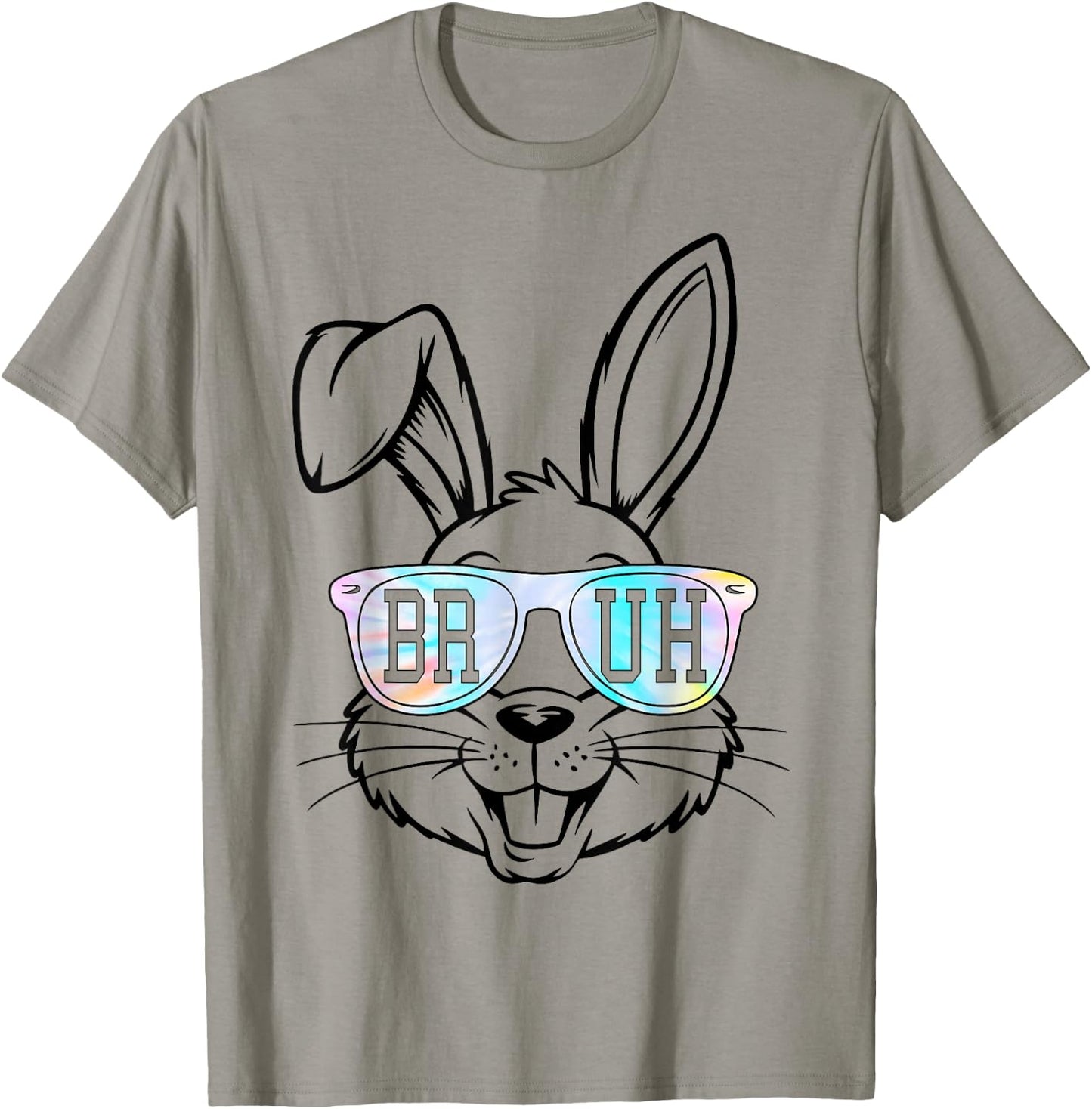 Tie Dye Bunny Rabbit Sunglasses Bruh Easter Boys Teens Kids T-Shirt - T-Shirt | Sand