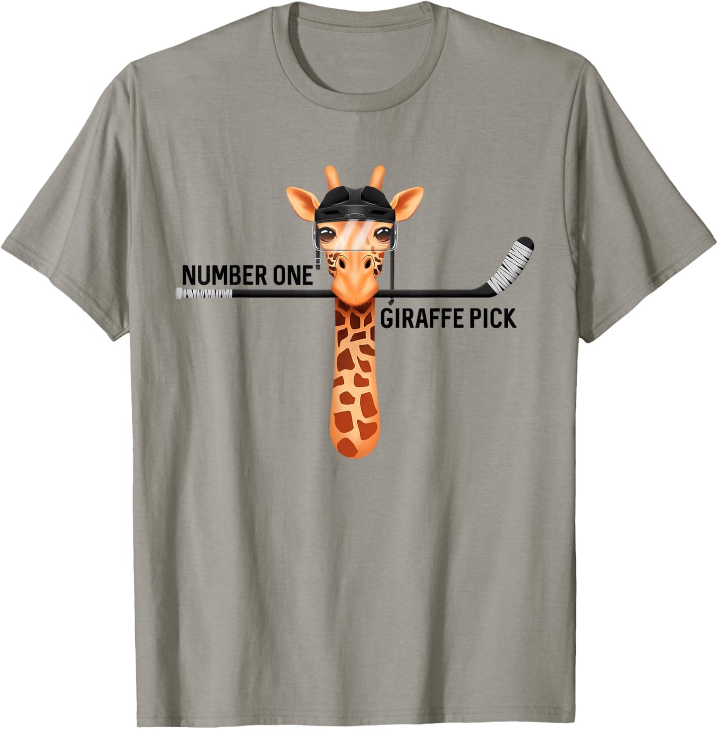 Number One Giraffe Pick Funny Hockey Giraffe T-Shirt - T-Shirt | Sand