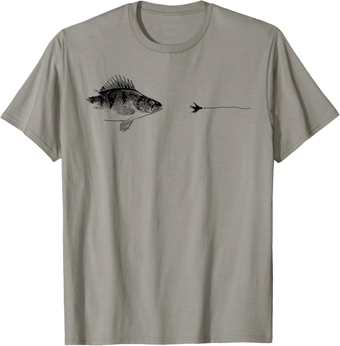 Graphic Fly Fishing Hook Line - Fish Yellow Perch , gray T-Shirt - T-Shirt | Sand
