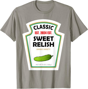 Sweet Relish DIY Halloween Costume Condiment Green Pickle T-Shirt - T-Shirt | Sand