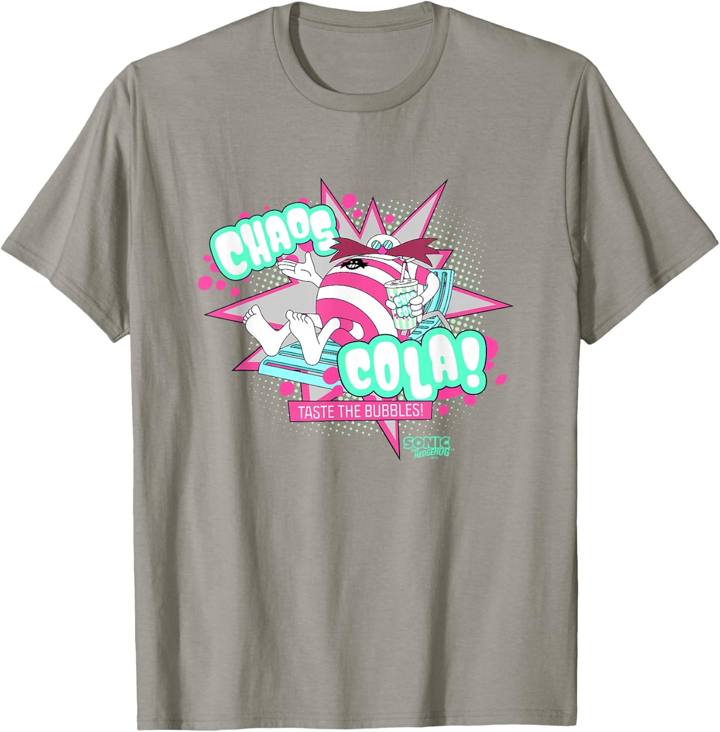 Sonic The Hedgehog Dr. Eggman Chaos Cola Taste The Bubbles T-Shirt - T-Shirt | Sand