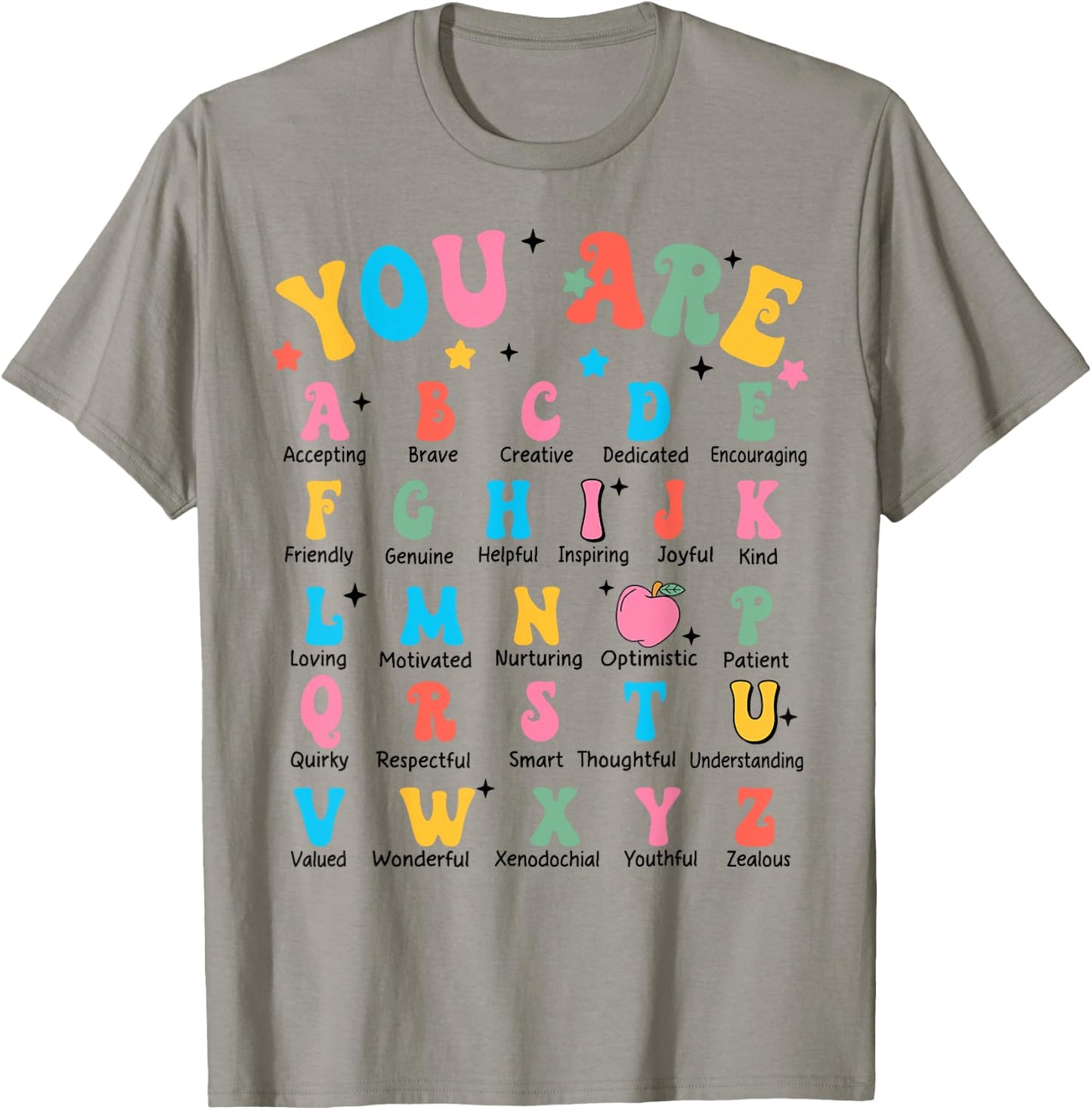 Alphabet Elementary School Kindergarten Teachers Students T-Shirt - T-Shirt | Sand