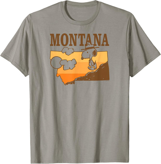 Peanuts - Snoopy Beagle Scout Montana Mountain Hiker T-Shirt - T-Shirt | Sand