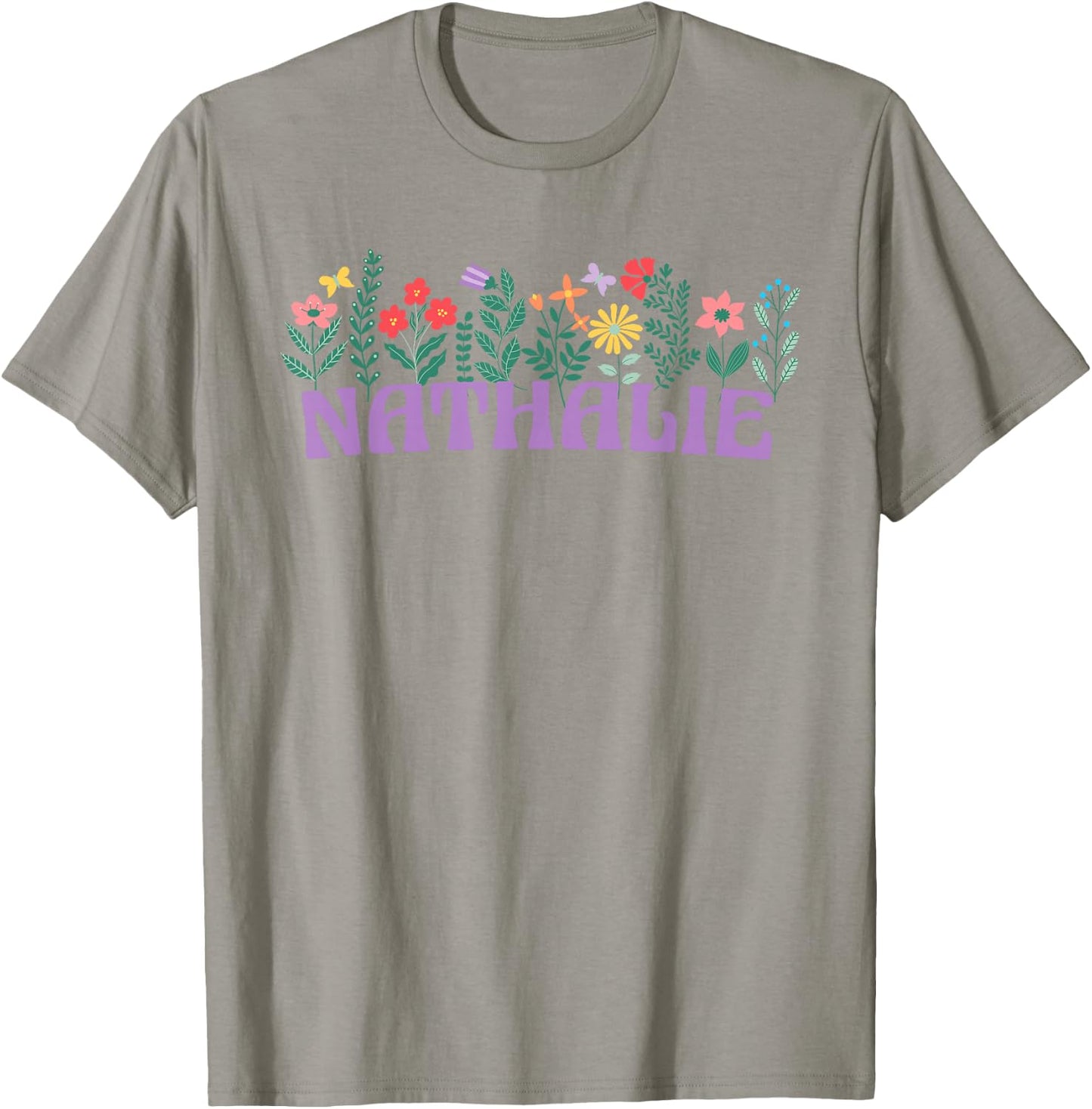 Wildflower Floral Nathalie Name Mother's Day Women's , white, S T-Shirt - T-Shirt | Sand