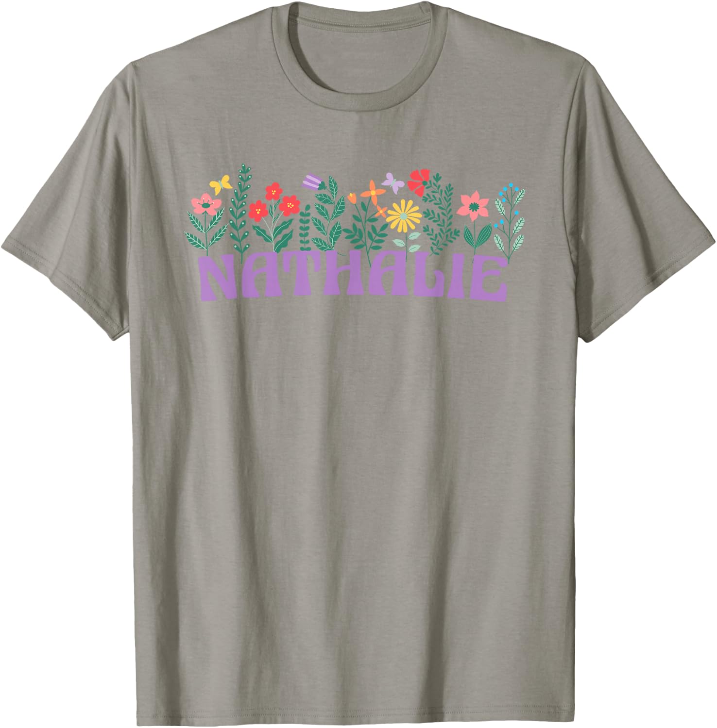 Wildflower Floral Nathalie Name Mother's Day Women's , white, S T-Shirt - T-Shirt | Sand