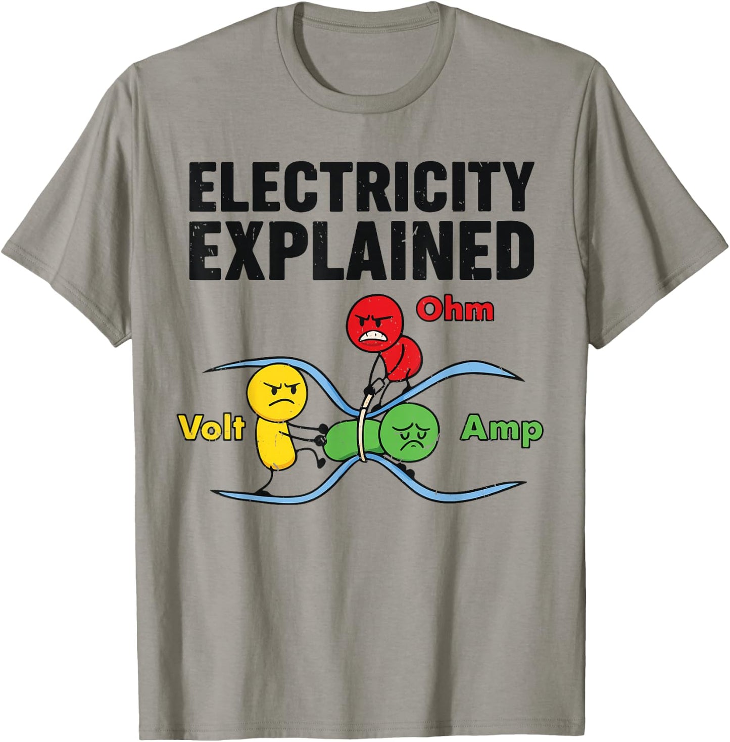 Funny Electricity Explained Physics Humor Nerd Science Jokes T-Shirt - T-Shirt | Sand