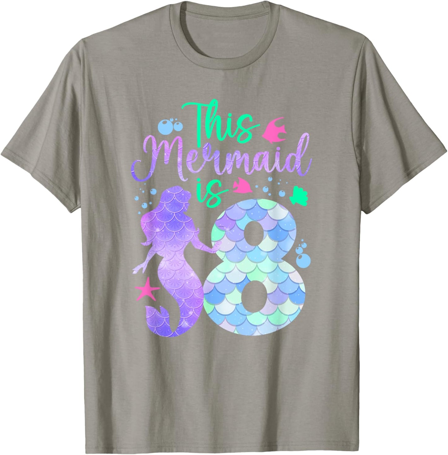 This Mermaid is 8 Birthday Girls Mermaid T-Shirt - T-Shirt | Sand