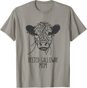 Line Art Best Cow Mom Women's Galloway with Belt T-Shirt - T-Shirt | Sand
