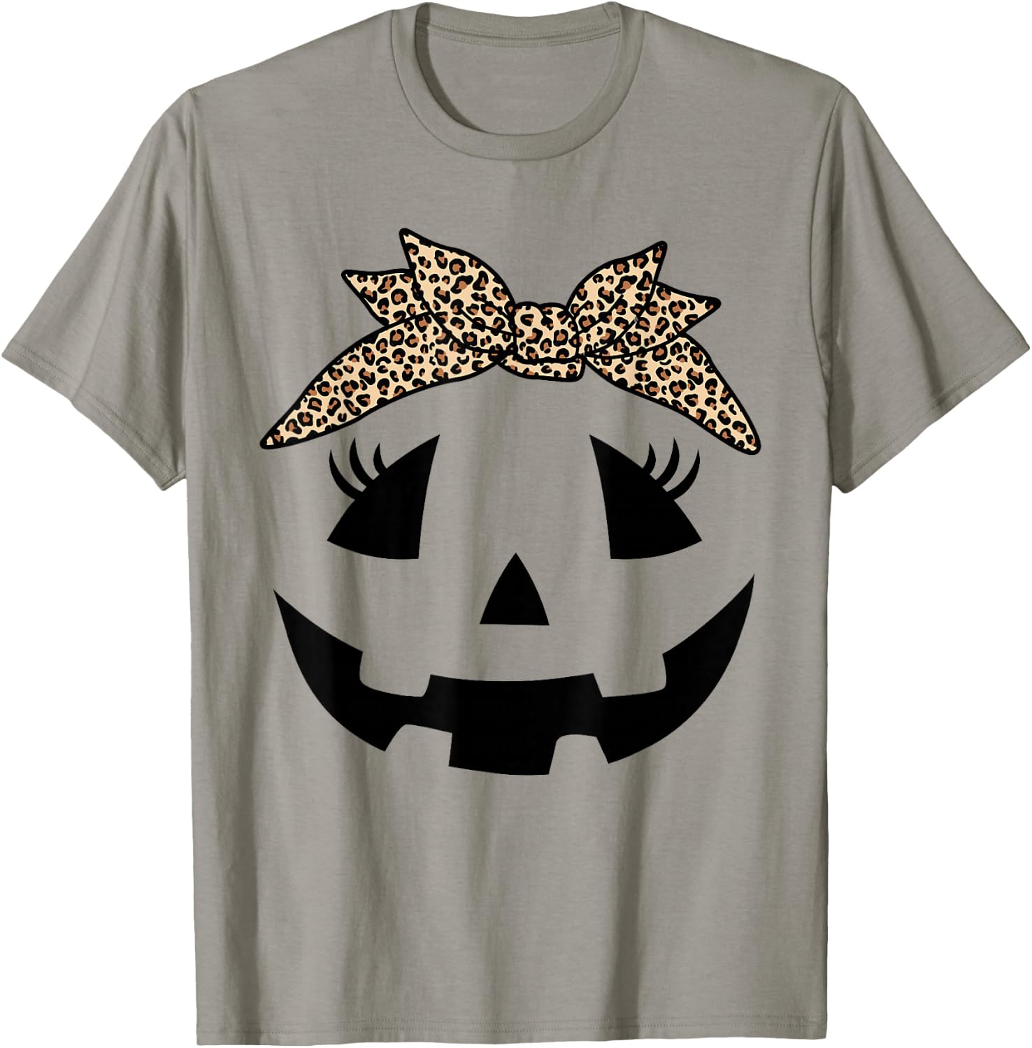 Jack O Lantern Pumpkin Leopard face for Girls Halloween T-Shirt - T-Shirt | Sand