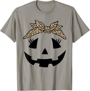 Jack O Lantern Pumpkin Leopard face for Girls Halloween T-Shirt - T-Shirt | Sand