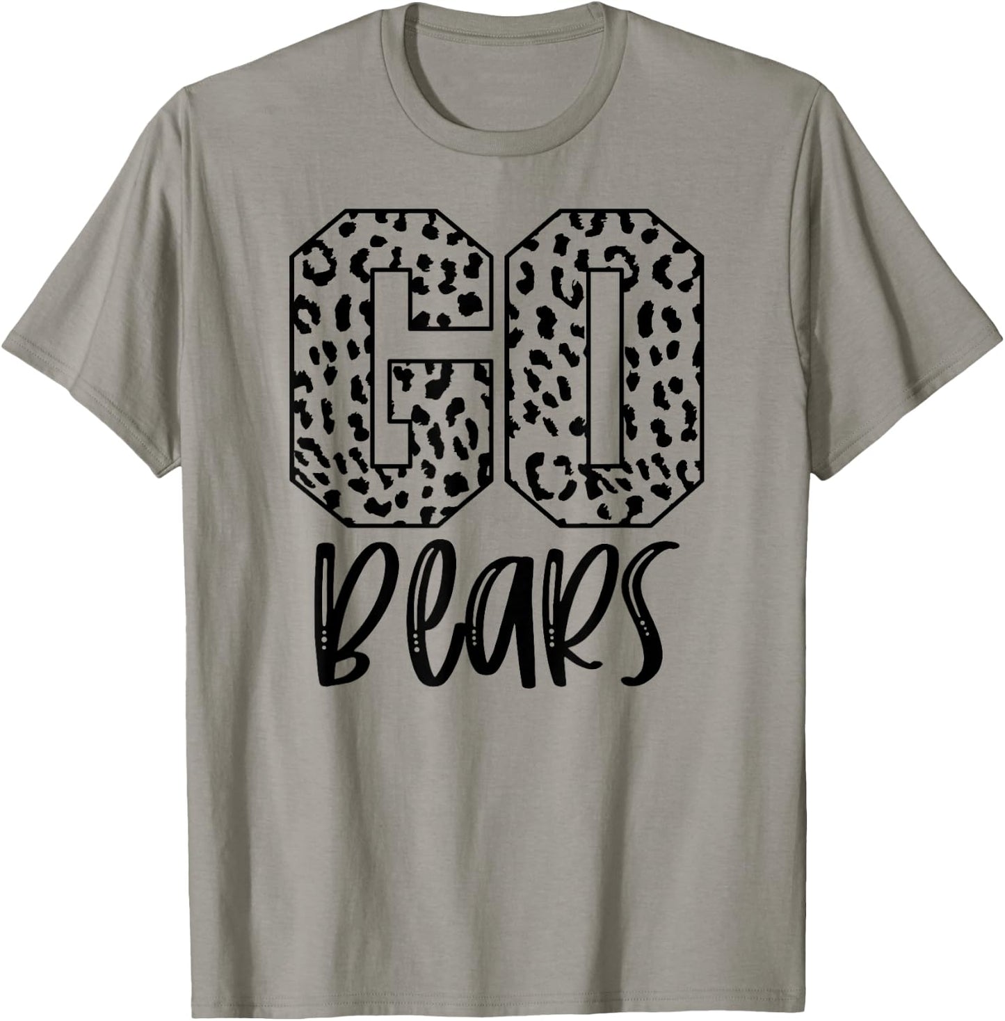 Bears Team Mascot School Spirit Game Night Leopard Print T-Shirt - T-Shirt | Sand