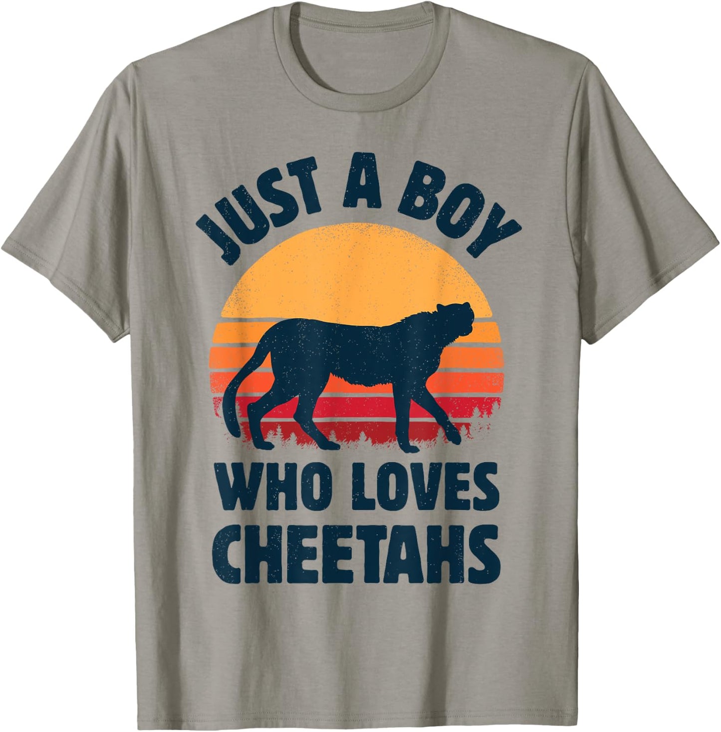 Cheetah Just A Boy Who Loves Cheetahs Retro Vintage Sunset T-Shirt - T-Shirt | Sand