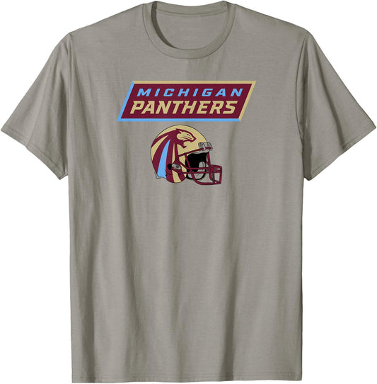 Michigan Panthers UFL - Vintage Helmet - Detroit Football T-Shirt - T-Shirt | Sand