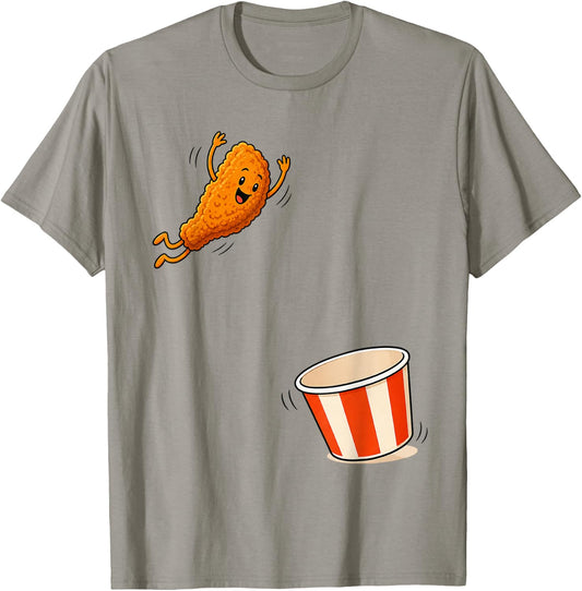 Fried Chicken Jumping Into Bucket Funny Nugget Meme Boys Kid T-Shirt - T-Shirt | Sand