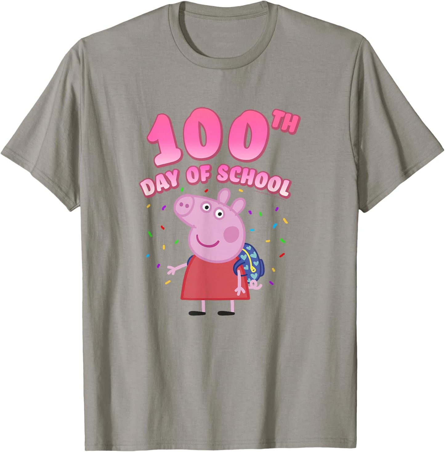 Peppa Pig 100th Day Of School Celebration Confetti T-Shirt - T-Shirt | Sand