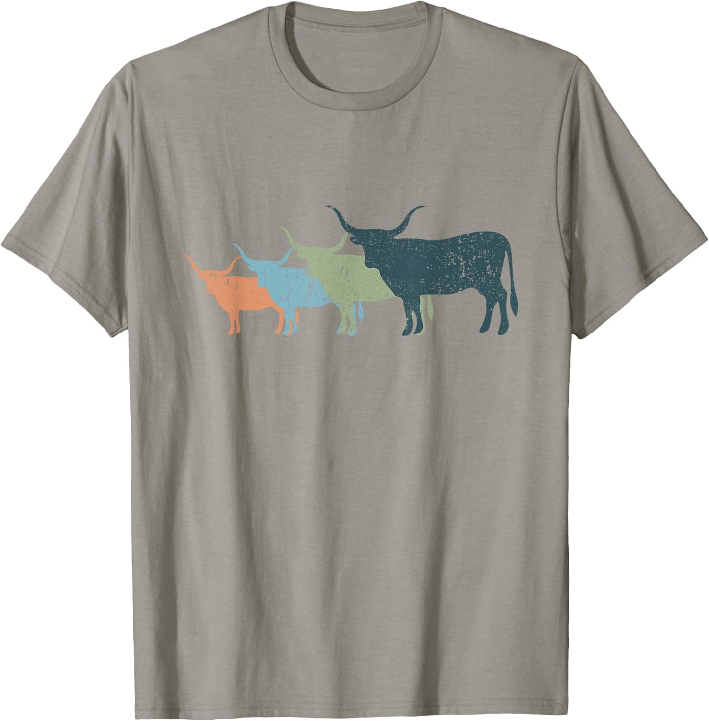 Cow Mom & Dad Silhouette - Cattle Vintage Texas Longhorn T-Shirt - T-Shirt | Sand