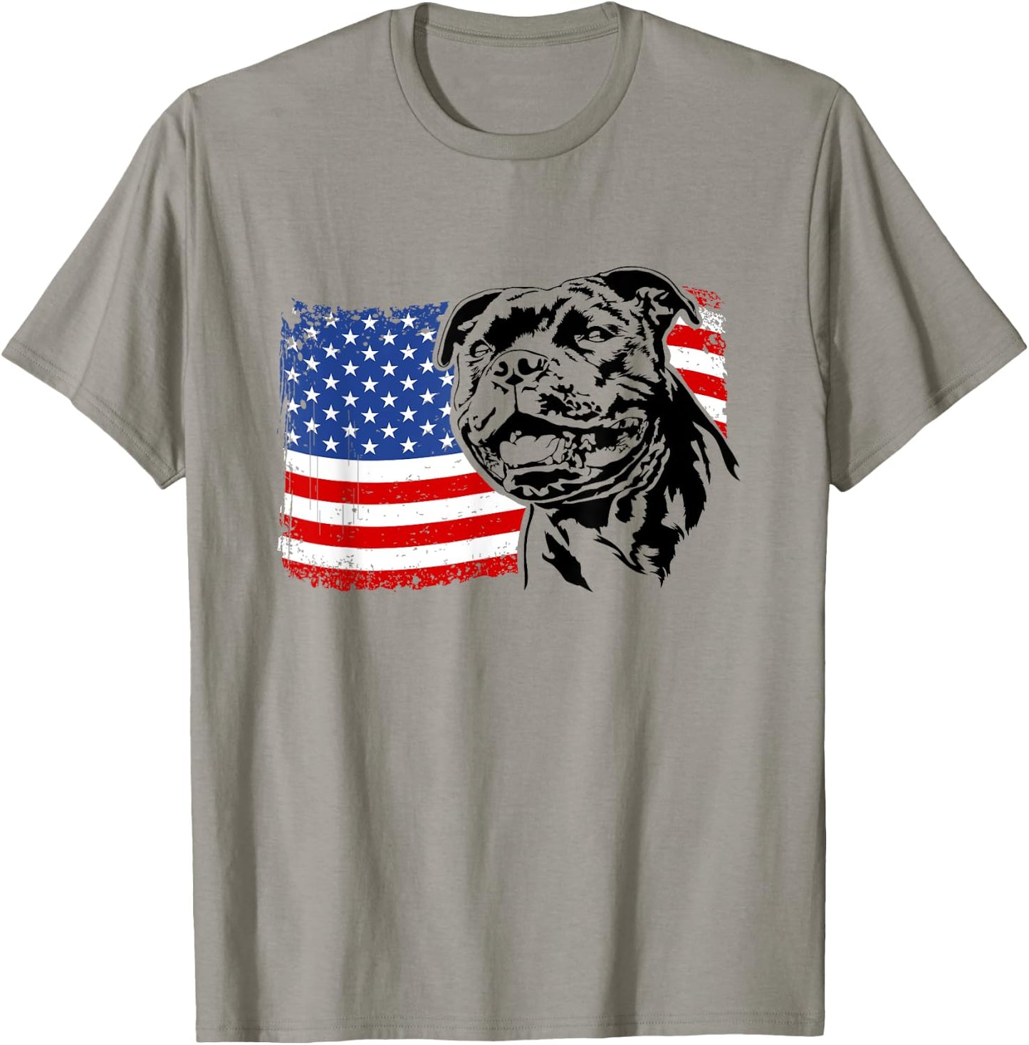 Proud Staffordshire Bull Terrier American Flag patriotic dog Men Women T-Shirt - T-Shirt | Sand