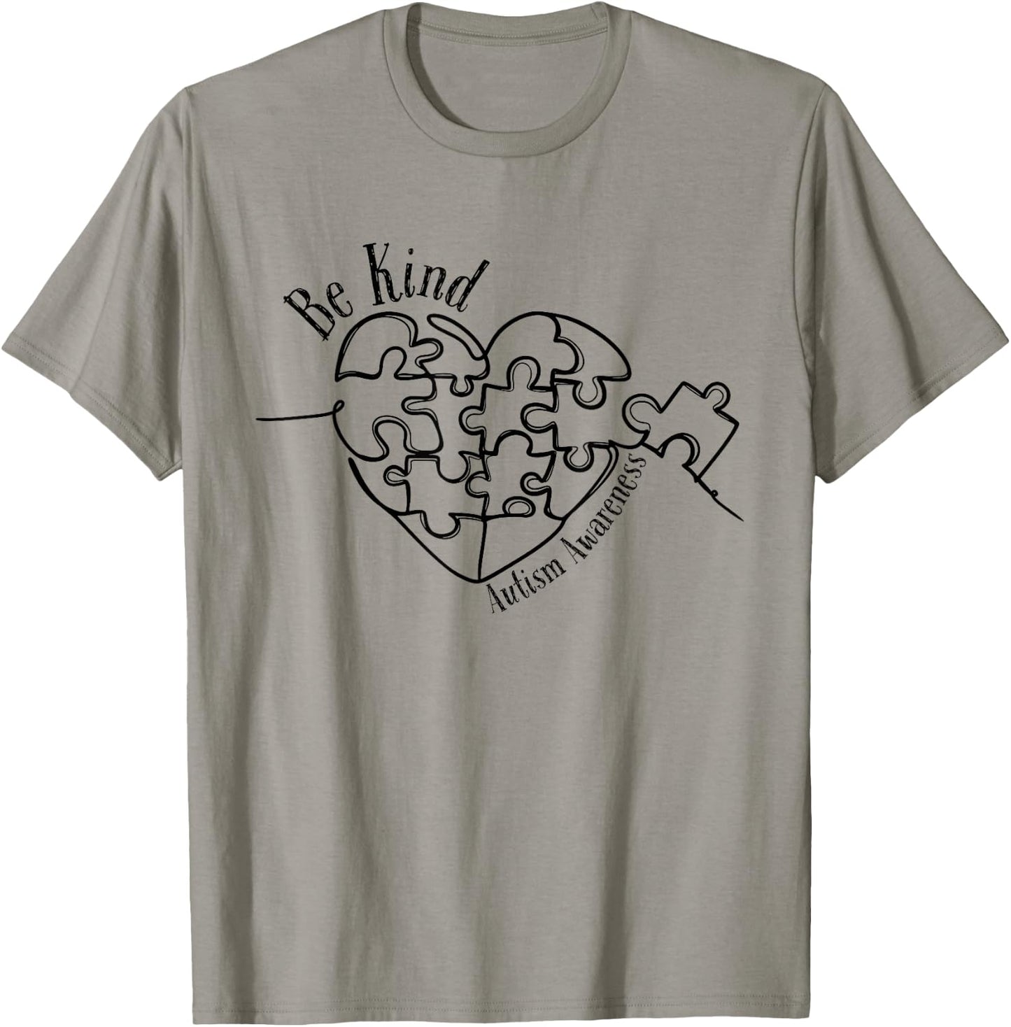 Autism Awareness Be Kind, Heart Puzzle T-Shirt - T-Shirt | Sand
