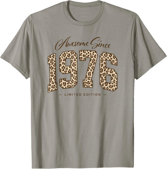 Awesome Since 1976 | Leopard Pattern 50th Birthday Girls T-Shirt - T-Shirt | Sand