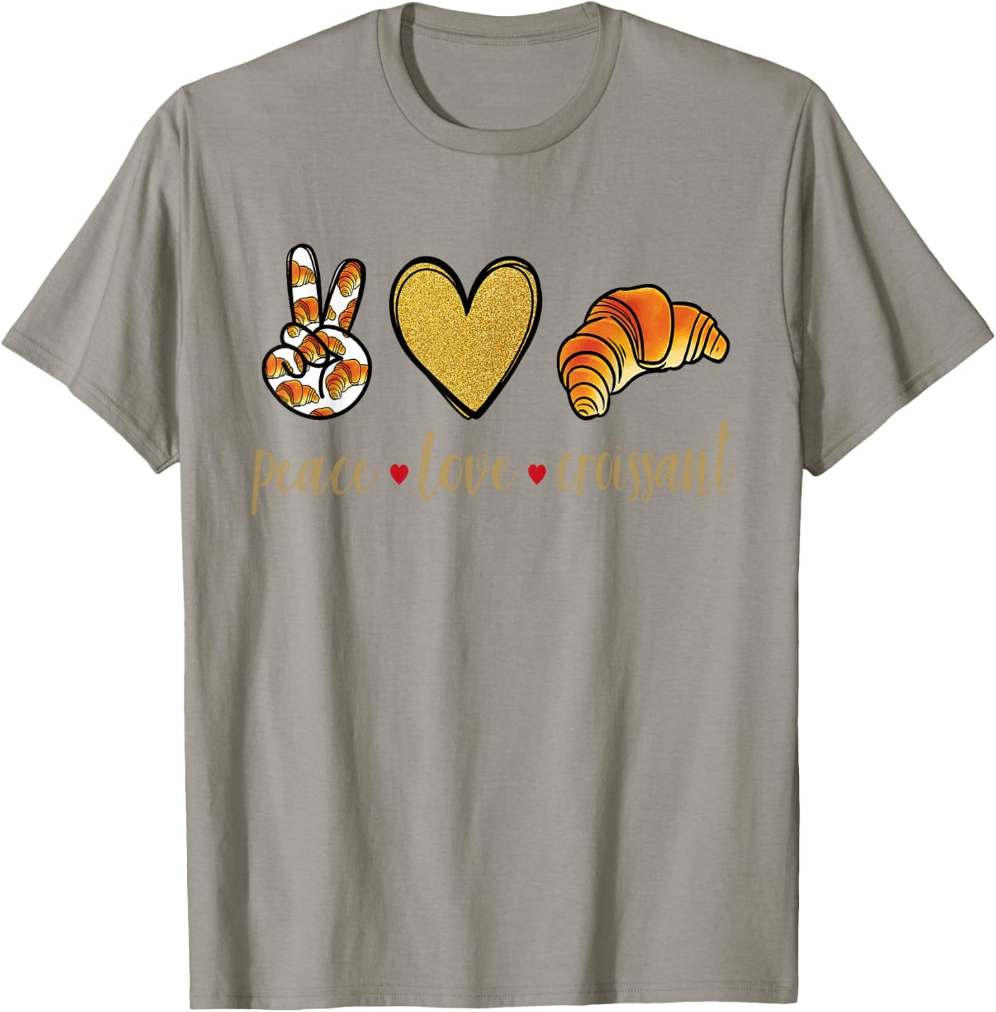 Peace Love Croissant - Französisch Bäckerei Croissant T-Shirt - T-Shirt | Sand