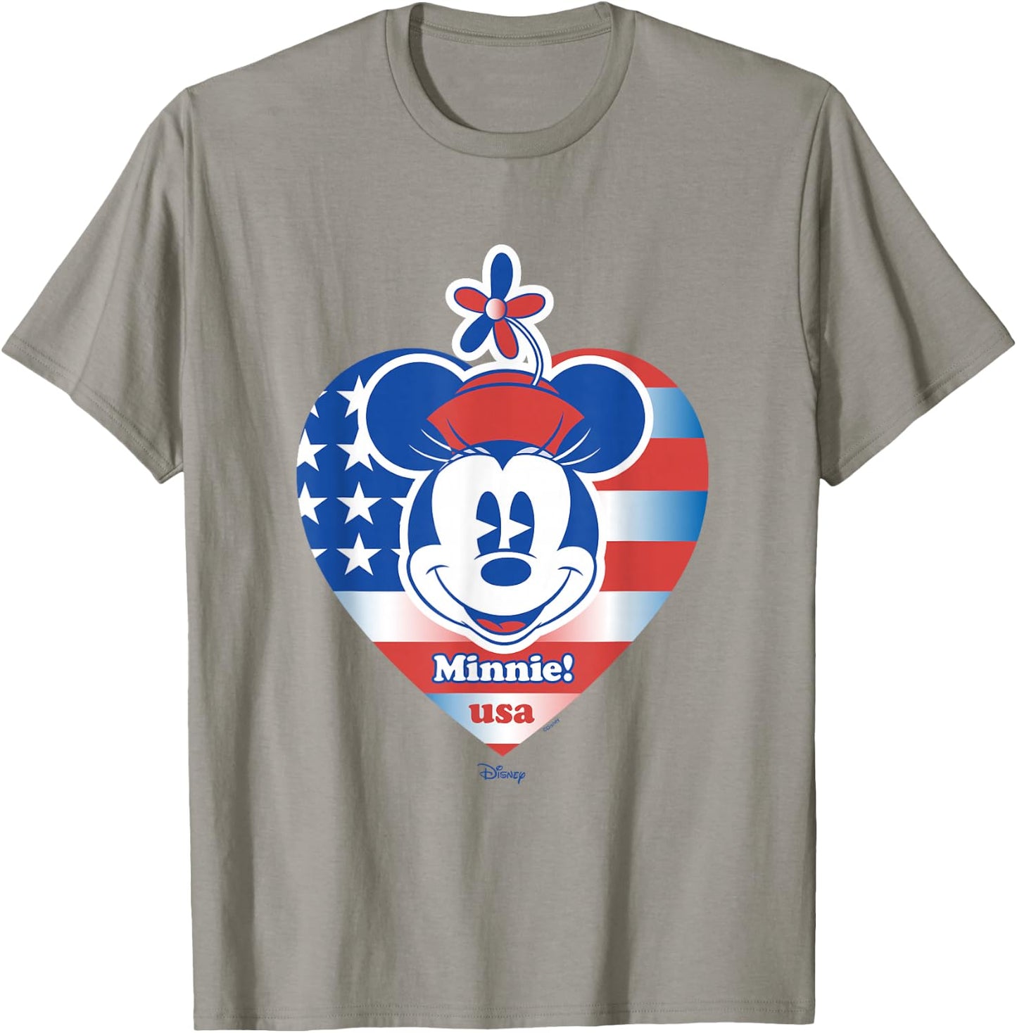 Disney Minnie Mouse Face 4th of July USA Heart Flag T-Shirt - T-Shirt | Sand