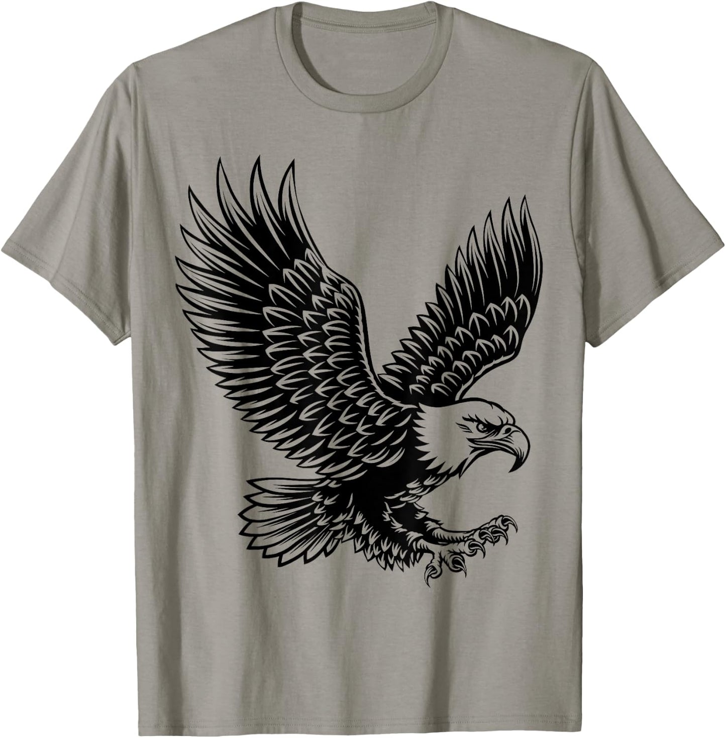 Bald Eagle Bird Wings Spread Flying T-Shirt - T-Shirt | Sand