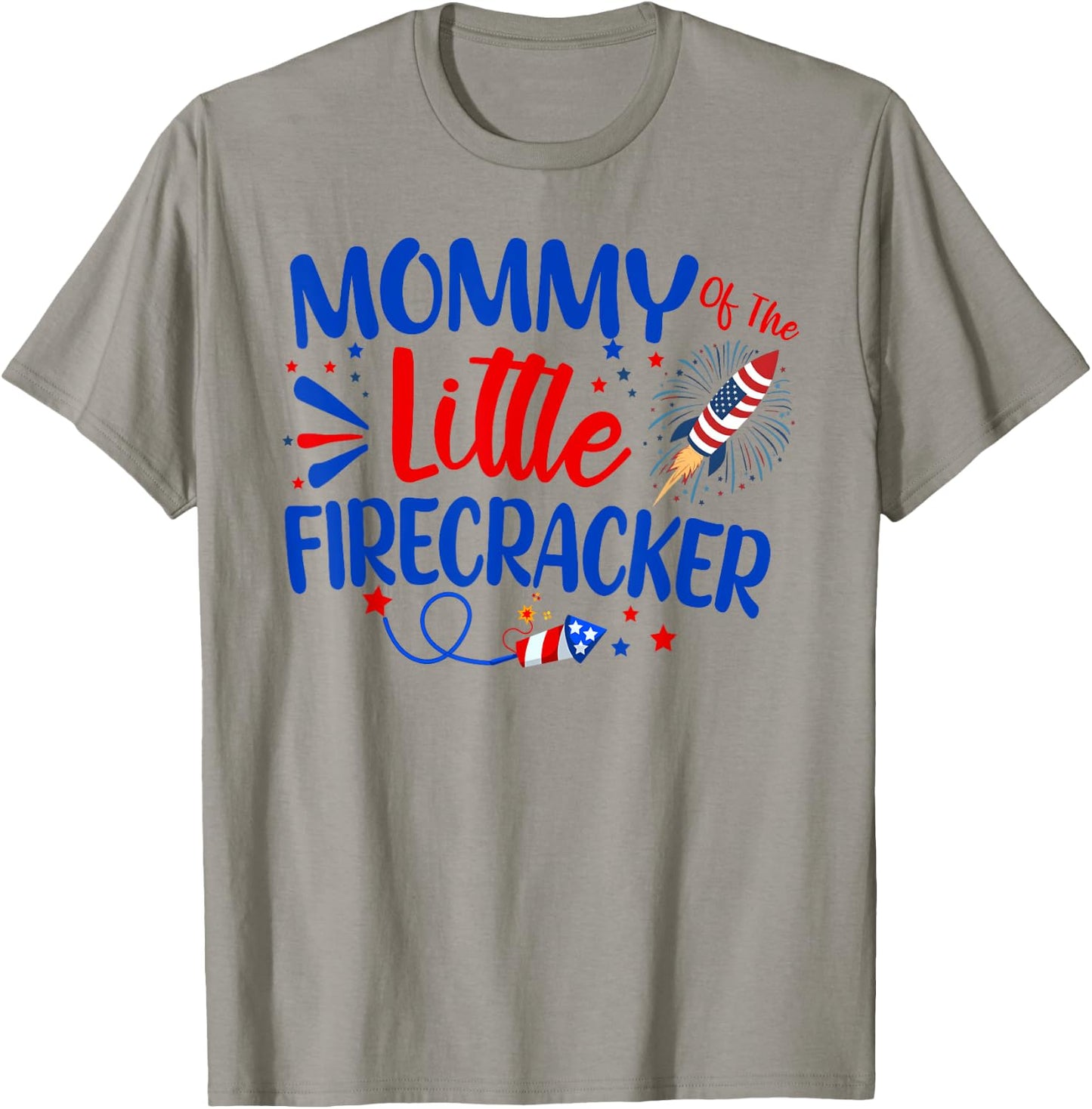 Mommy Of The Little Firecracker Family 4th of July Birthday T-Shirt - T-Shirt | Sand