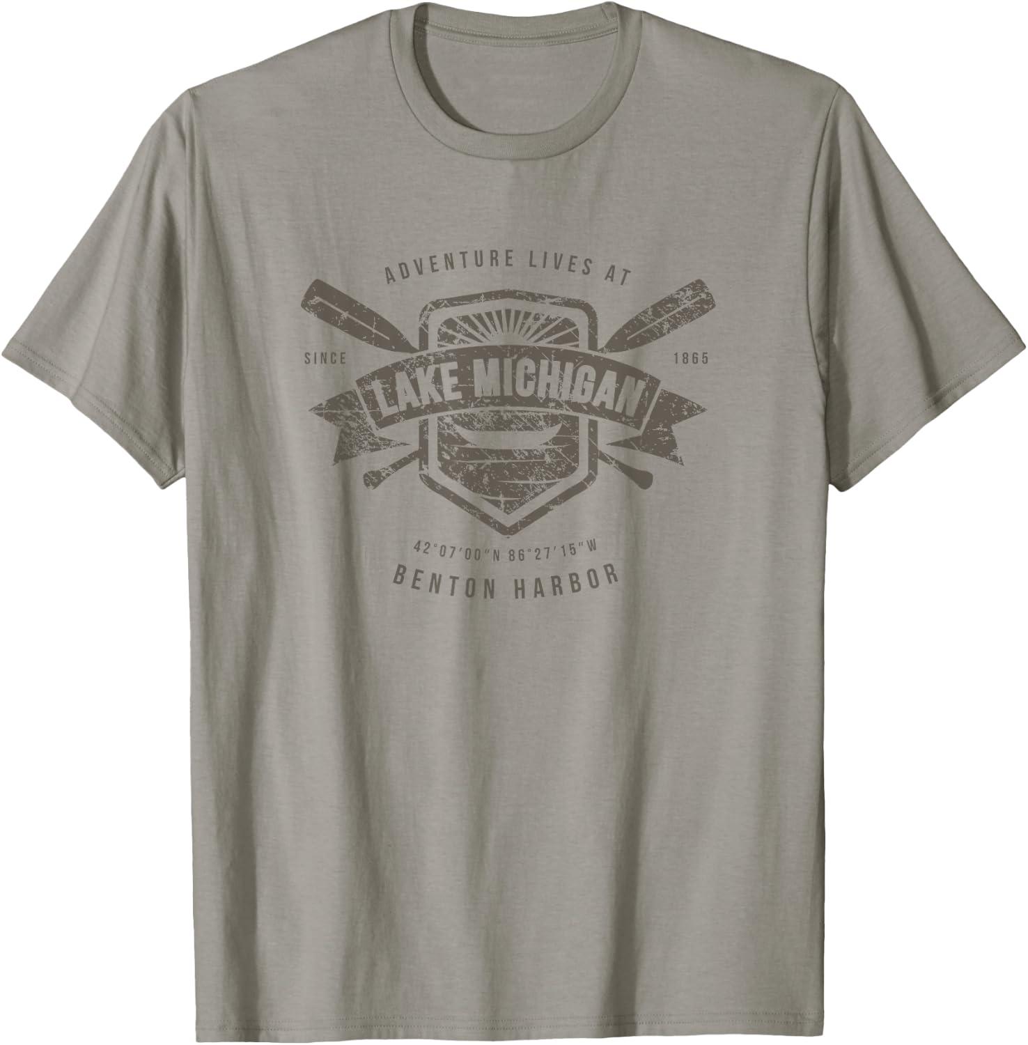 Lake Michigan Benton Harbor Shirt, Fishing Boat Camping Gift T-Shirt - T-Shirt | Sand