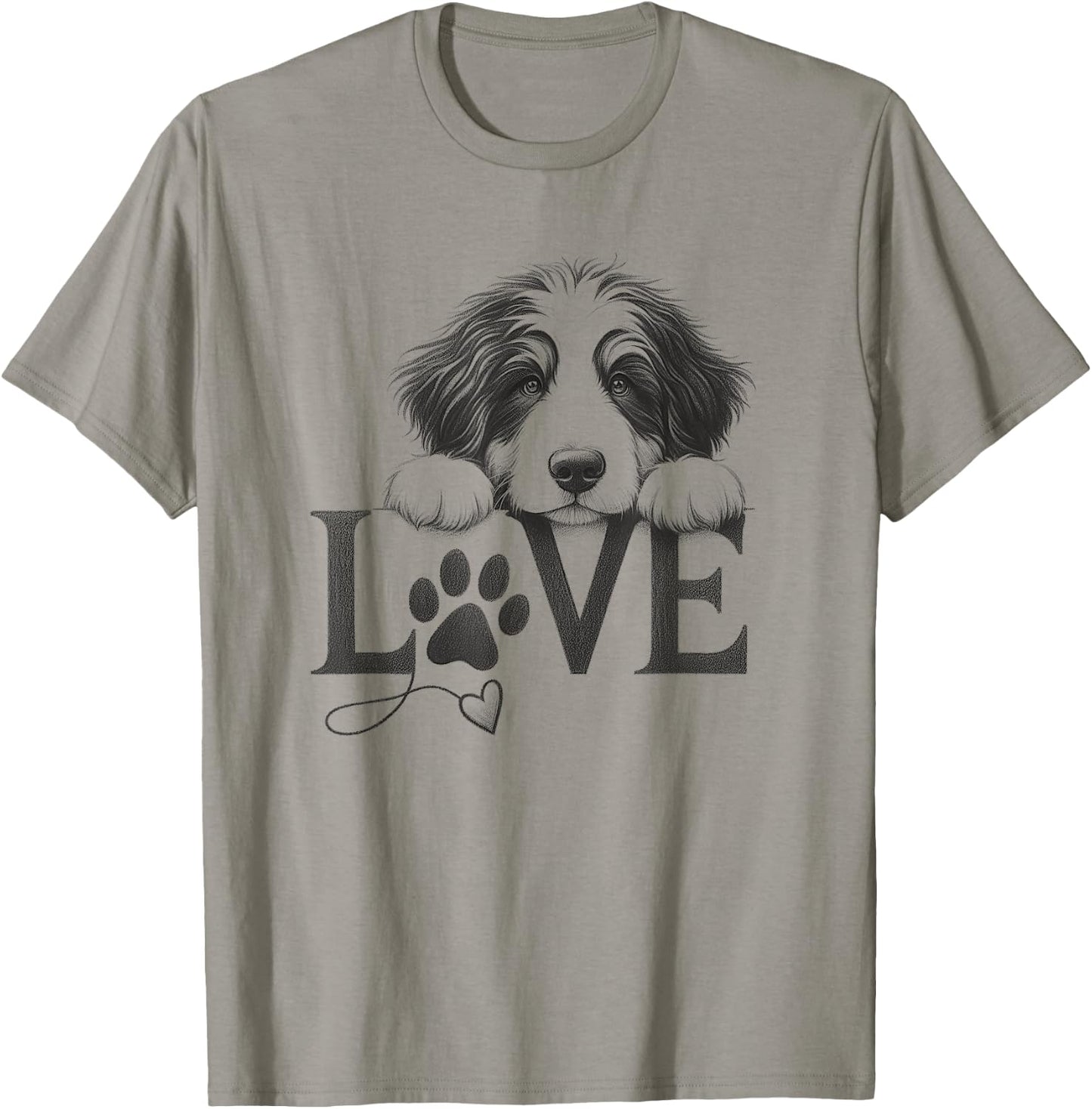 Bernedoodle Dog Love Paw Design T-Shirt - T-Shirt | Sand