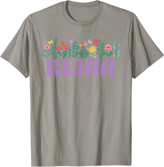 Wildflower Floral Queen Name Mother's Day Women's , white, S T-Shirt - T-Shirt | Sand
