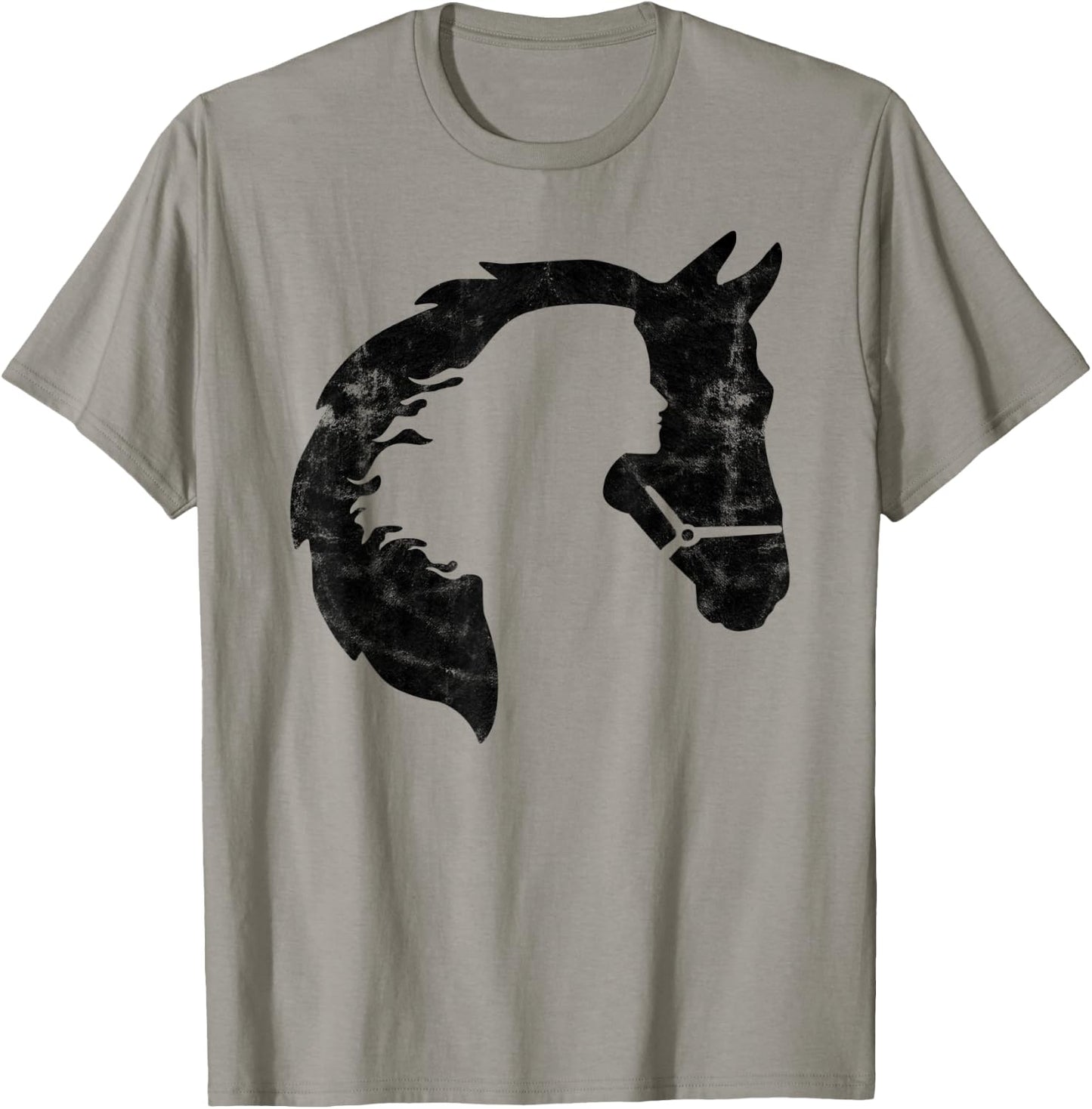 Retro Horse Young Woman With Horse Love Horse Silhouette T-Shirt - T-Shirt | Sand