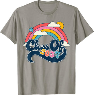 Class Of 2037 Rainbow Girls Kindergarten First Day Of School T-Shirt - T-Shirt | Sand
