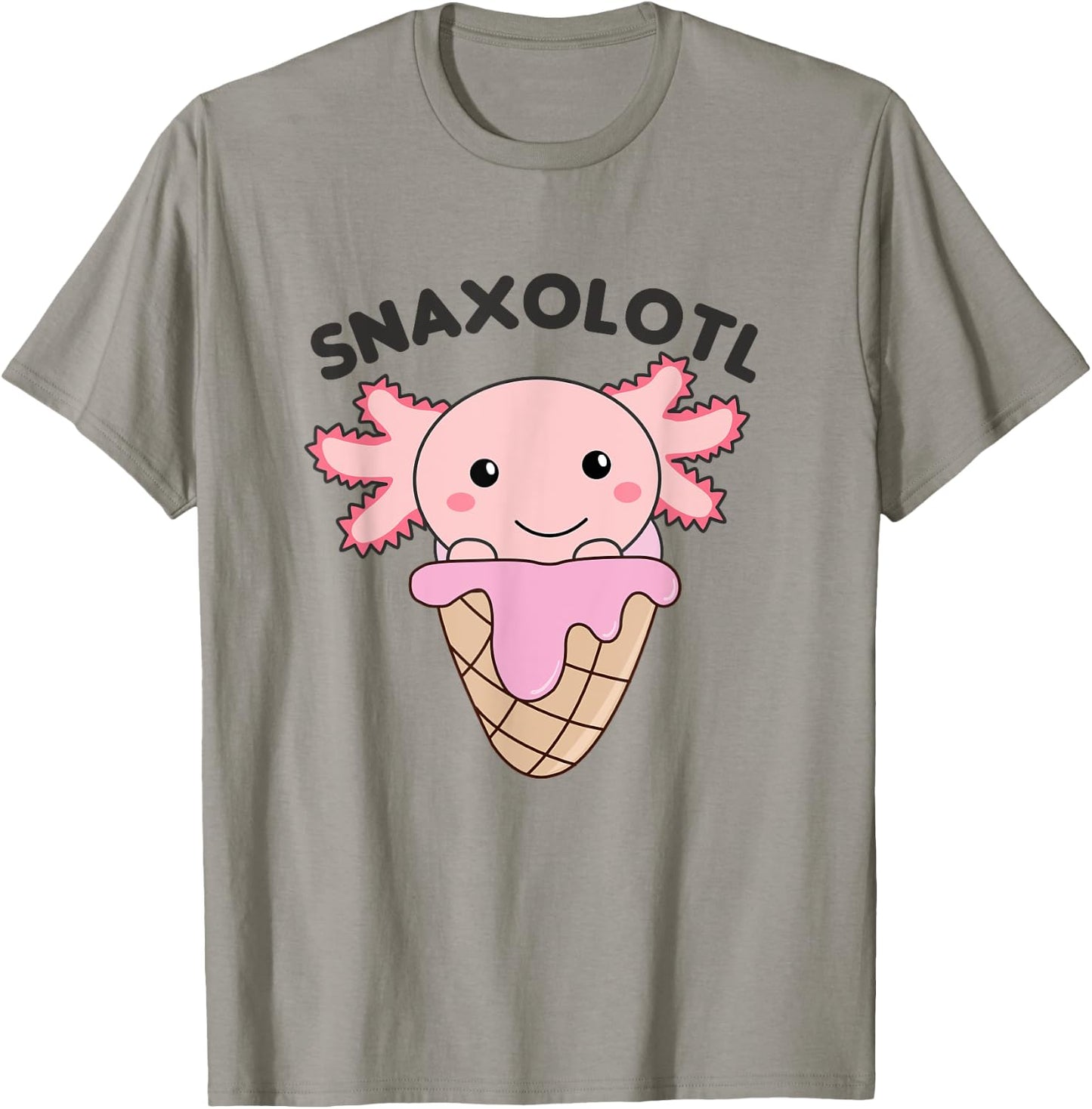 Snacks Pun Snaxolotl Ice Cream Axolotl Men Women Kids T-Shirt - T-Shirt | Sand