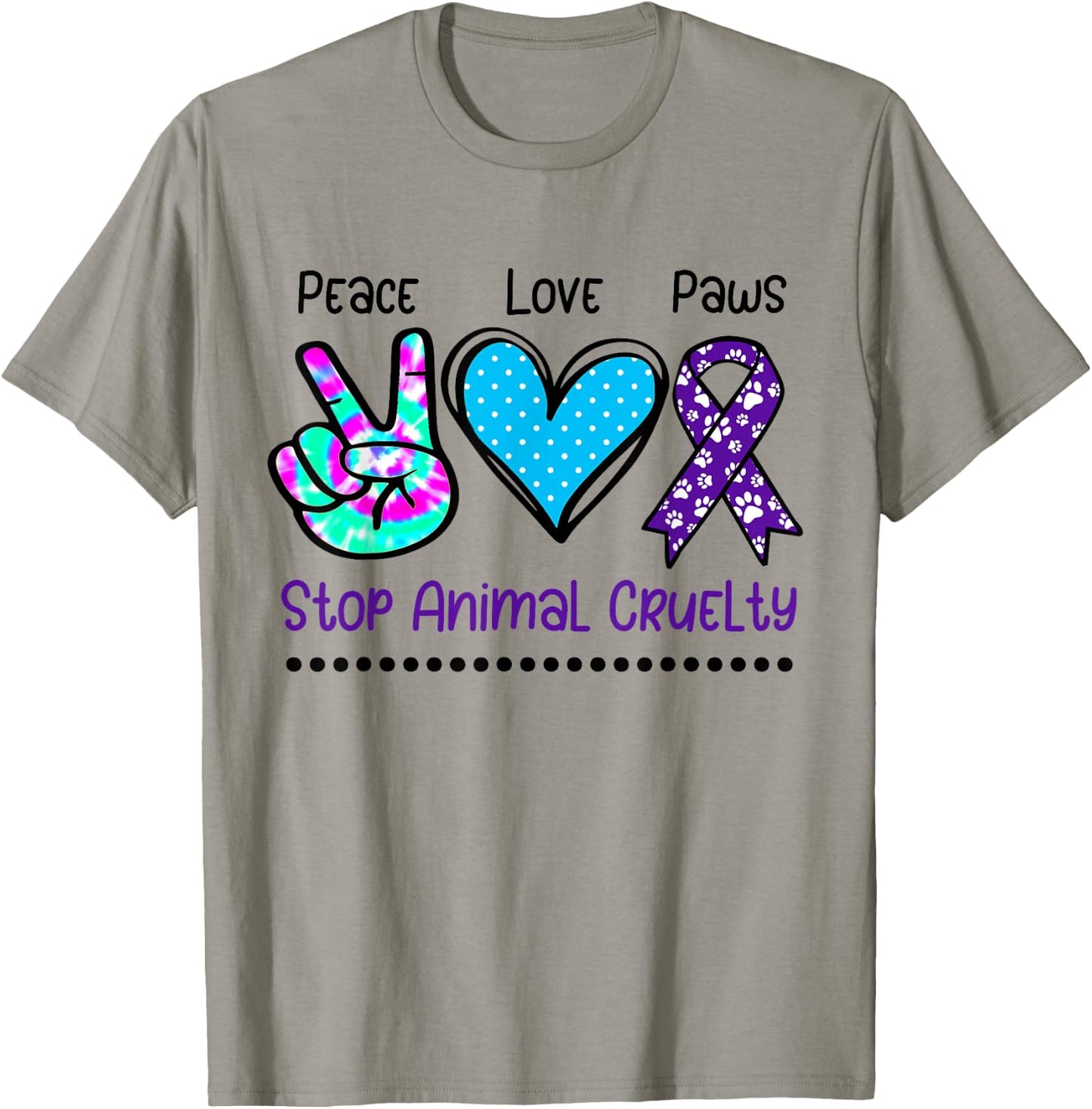 Animal cruelty abuse awareness support stop ribbon paw print T-Shirt - T-Shirt | Sand