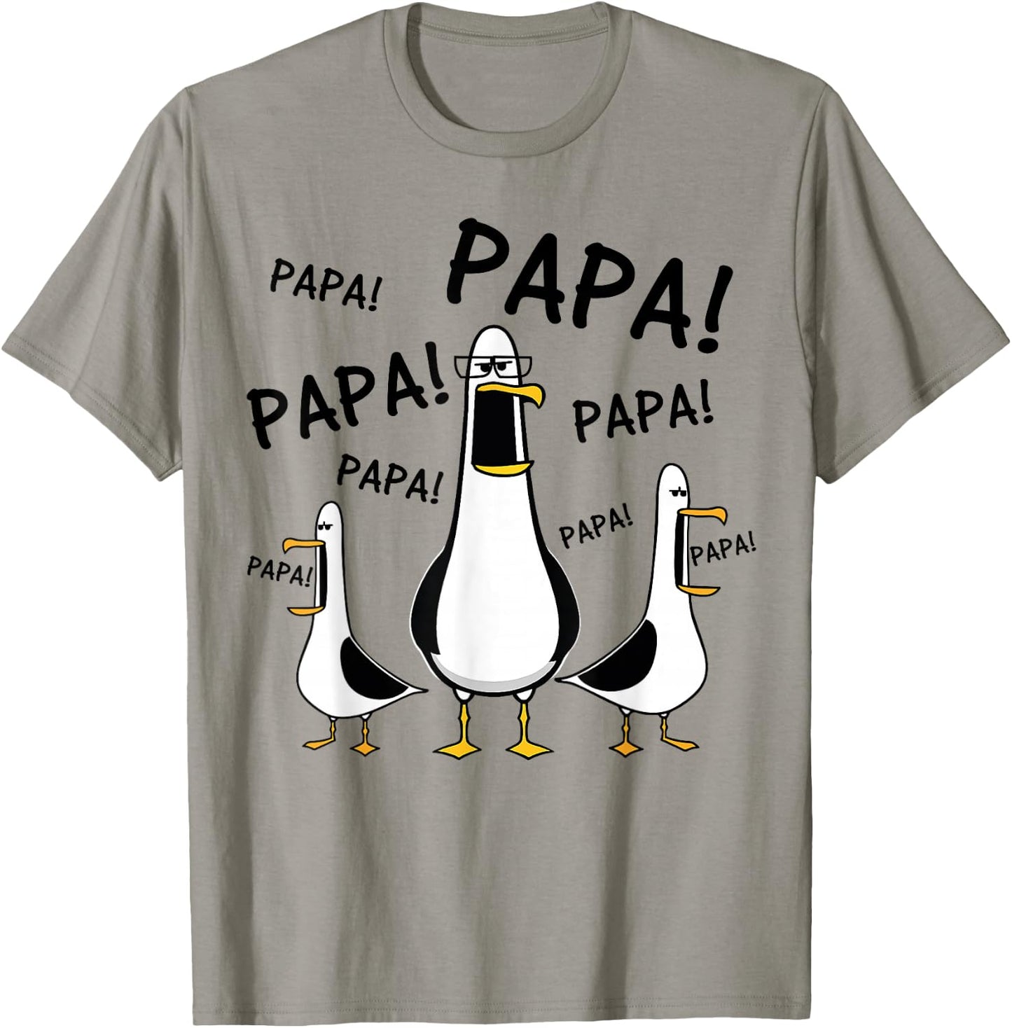 Papa Seagull Funny Dad Bird Humor Father Life T-Shirt - T-Shirt | Sand