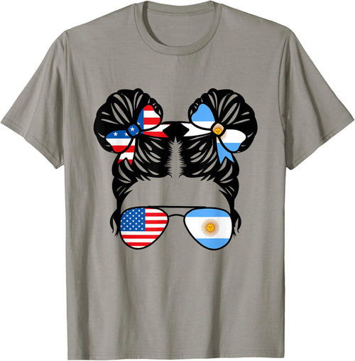 Half American Argentinian Girl USA Argentina Flag Patriot