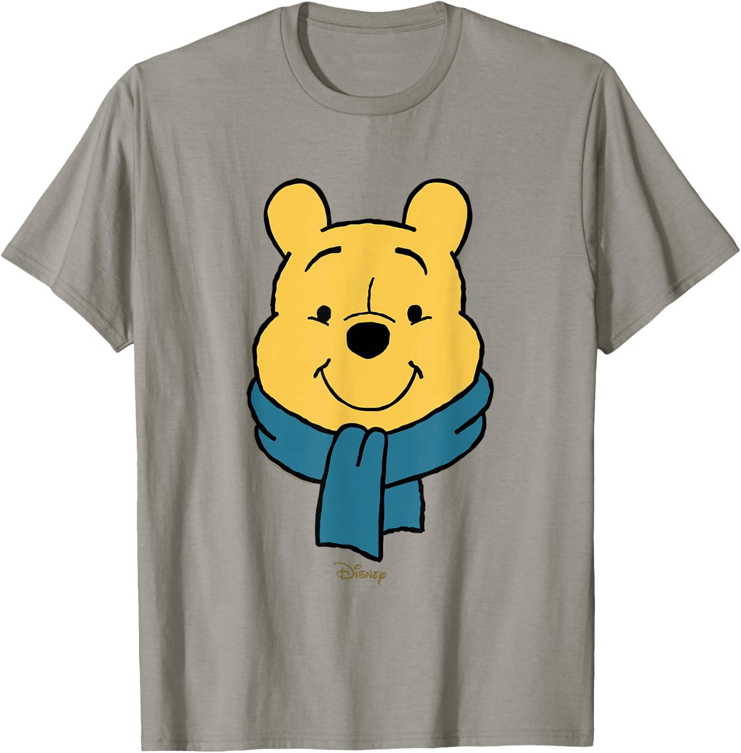 Disney Winnie The Pooh Big Face Blue Scarf Winter T-Shirt - T-Shirt | Sand