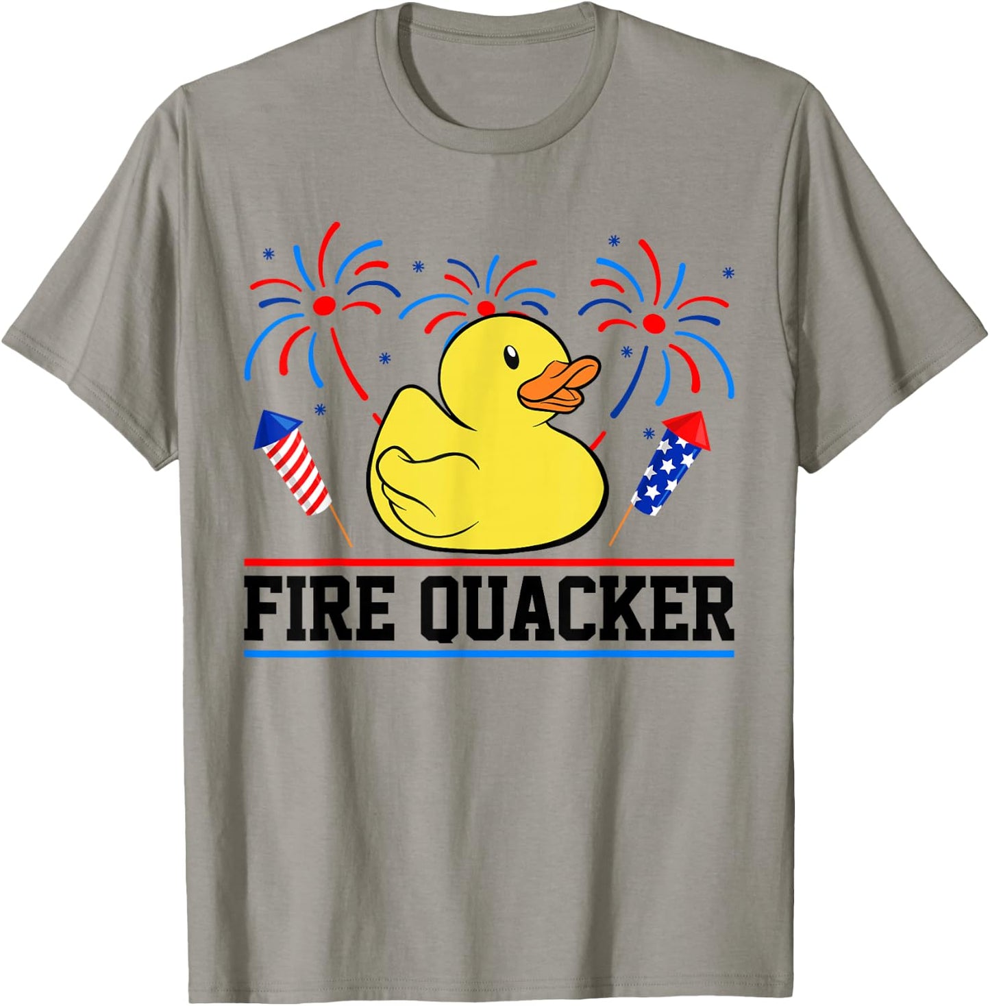 Fire Funny Quacker Rubber Duck 4th Of July Firework Family T-Shirt - T-Shirt | Sand