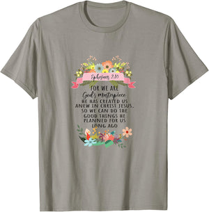 For We Are God's Masterpiece Ephesians 2:10 Christian Faith T-Shirt - T-Shirt | Sand